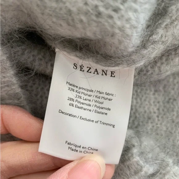 Sézane Perle sweater motted grey with pearls NWT - Picture 8 of 8